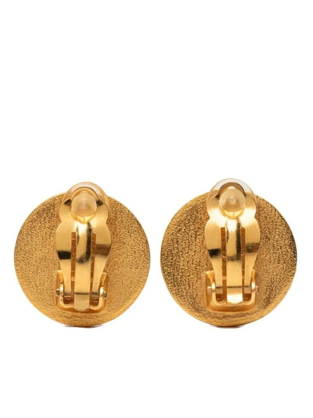 Chanel CC Logo Vintage Earrings Gold Black Plated